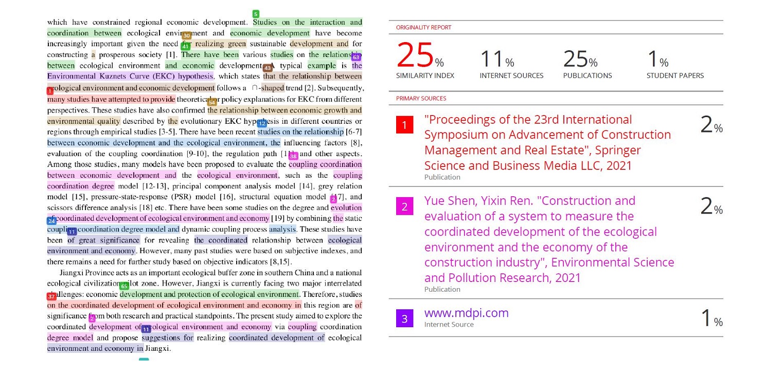 Turnitin查重不同颜色和序号什么含义？